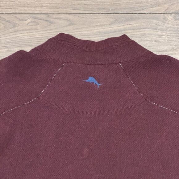 Tommy Bahama Quarter Zip Pullover Sweater Mens Size XL Burgundy Red Long Sleeve - Picture 5 of 5